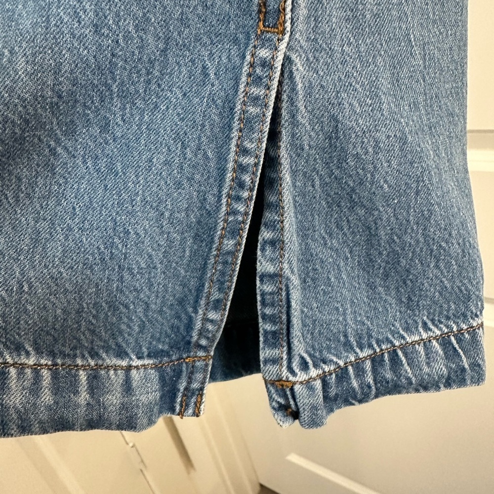 Madewell Flare Wide-Leg Jeans in Denim Blue, Size L, Trendy split hem jeans - Picture 9 of 9